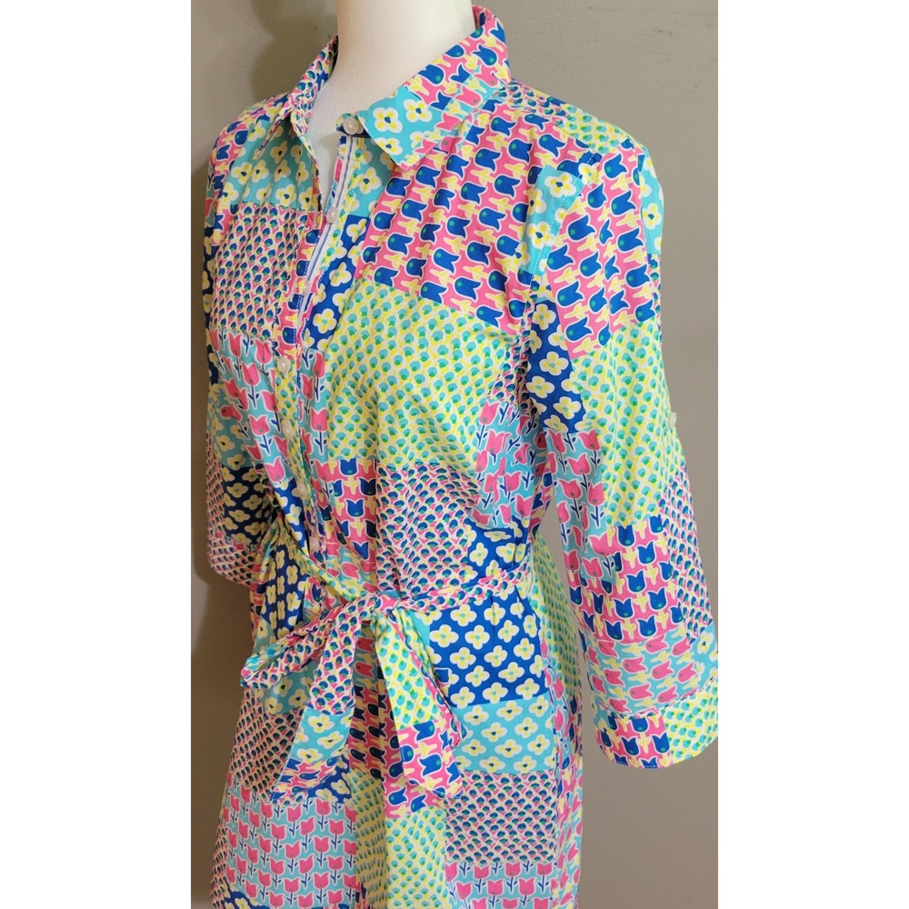 Talbots Island Patchwork Belted Shirt Dress - Picture 6 of 7